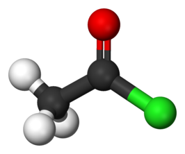 Molecuulmodel van Acetylchloride