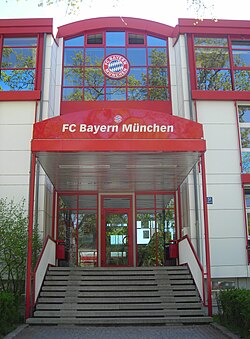 The front of FC Bayern Munich's headquarters.