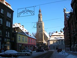 Kerk en centrum van Kamienna Góra