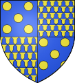 Armes de la Maison de Rieux portées au Rôle d'armes du second traité de Guérande (1381) : Ecartelé : aux I et IV d'azur, à cinq besants d'or, ordonnés en sautoir (Rieux), aux II et III vairé d'or et d'azur (Rochefort).