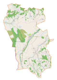 Mapa konturowa gminy Czarny Dunajec, po prawej znajduje się punkt z opisem „Stare Bystre”