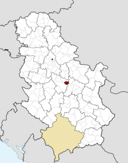 Location of the municipality of Batočina within Serbia