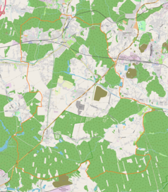 Mapa konturowa Orzesza, po lewej nieco u góry znajduje się punkt z opisem „Zawada”