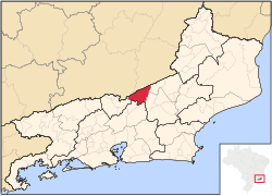 Localização de Sapucaia no Rio de Janeiro