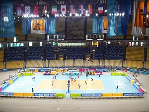 Volleyballspiel im SEF während der Olympischen Sommerspiele 2004