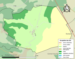 Carte en couleurs présentant l'occupation des sols.