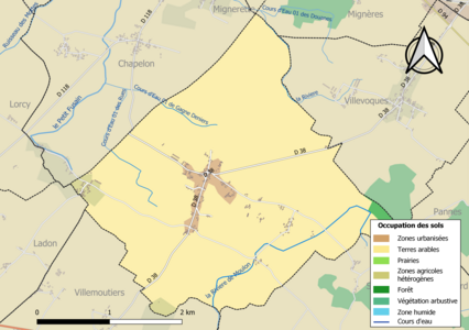 Carte des infrastructures et de l'occupation des sols de la commune en 2018 (CLC).