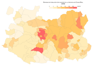 Densidad de población por municipio en 2018