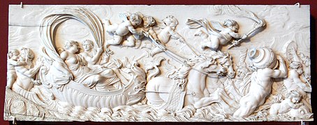 The lovers drawn over the sea, 17th-century German ivory carving