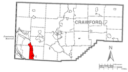 Location of West Fallowfield Township in Crawford County