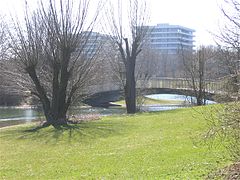 Fußgängerbrücke über den See