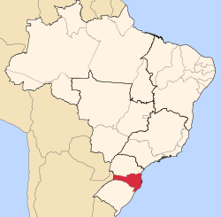 Location of State of Santa Catarina in Brazil