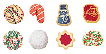 Exemples de biscuits de Noël de type nord-américain.