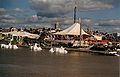 World Expo 88 as seen from the Brisbane River.