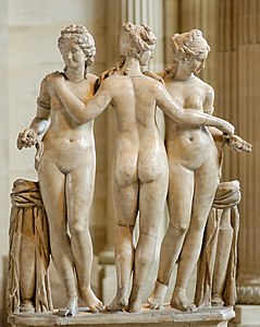 Les Trois Grâces, Paris, musée du Louvre. Groupe antique restauré pour le cardinal Borghèse.