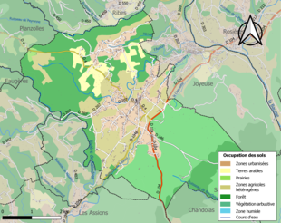 Carte en couleurs présentant l'occupation des sols.