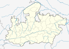 Mapa konturowa Madhya Pradeshu, po lewej znajduje się punkt z opisem „Ratlam”