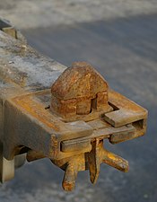 Rusty twistlock on a semi-trailer