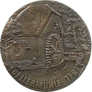 Bronzeplakette der Bellermühle