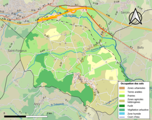 Carte en couleurs présentant l'occupation des sols.