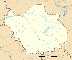 Mapa konturowa Aube, po prawej nieco na dole znajduje się punkt z opisem „Longpré-le-Sec”