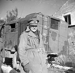 Bernard Freyberg in Cassino, Italië, 3 januari 1944