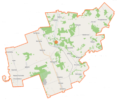 Mapa konturowa gminy Sidra, po lewej znajduje się punkt z opisem „Stefanowo”