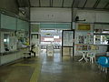 Station building with ticket machines