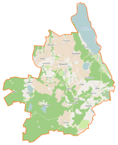 Mapa konturowa gminy Gniewino, po prawej znajduje się punkt z opisem „Żarnowiec Elektrownia Wodna”