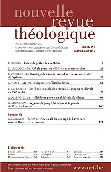 couverture d'un numéro de 2015 de Nouvelle Revue Théologique