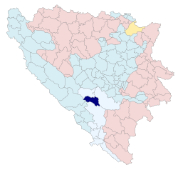 Location of Jablanica within Bosnia and Herzegovina