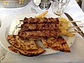 Souvlaki in Athens, known there also as kalamaki (meaning "small reed").