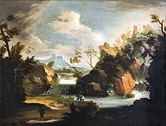 Paesaggio con cascata Jacob de Heusch