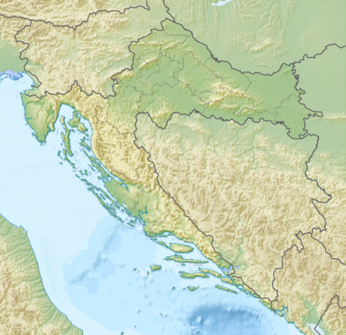 Map of the Croatia with location of Prosvjeta local subcommittees highlighted