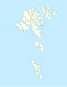 Mapa konturowa Wysp Owczych, u góry znajduje się punkt z opisem „Skála”