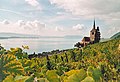 Bielersee, rechts die Kirche Ligerz