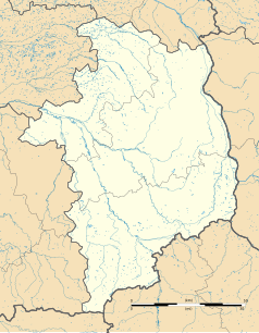 Mapa konturowa Cher, w centrum znajduje się punkt z opisem „Sainte-Solange”