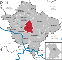 Läget för Deining i Landkreis Neumarkt in der Oberpfalz