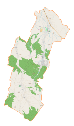 Mapa konturowa gminy Iwonicz-Zdrój, po lewej znajduje się punkt z opisem „Lubatówka”