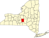 State map highlighting Cortland County