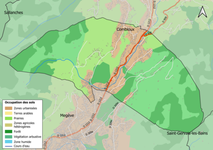 Carte en couleurs présentant l'occupation des sols.