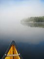 Early morning fog begins to lift on Burnt Island Lake.