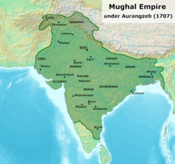 Map of Mughal Empire.