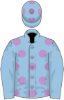 Light blue, mauve spots on body and cap