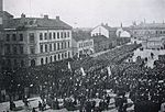 Arbetarrörelsen har möte på Fristadstorget.