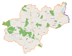 Mapa konturowa gminy Mircze, u góry po prawej znajduje się punkt z opisem „Kryłów”