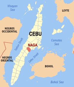 Mapa ning Cebu ampong Naga ilage