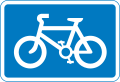 Route recommended for pedal cycles on the main carriageway of a road