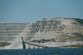 Canteiras de pedra pómez en Gyali.