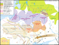 Image 50Map of the ancient Baltic homelands at the time of the Hunnish invasions (3rd-4th c. AD). Baltic cultural areas (identified archaeologically) are in purple. The Baltic sphere originally covered Eastern Europe from the Baltic Sea to modern Moscow. (from History of Lithuania)